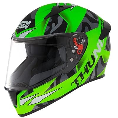 Studds Thunder Full Face Helmet D7 with Clear Visor (Matt Neon Green N9, M)
