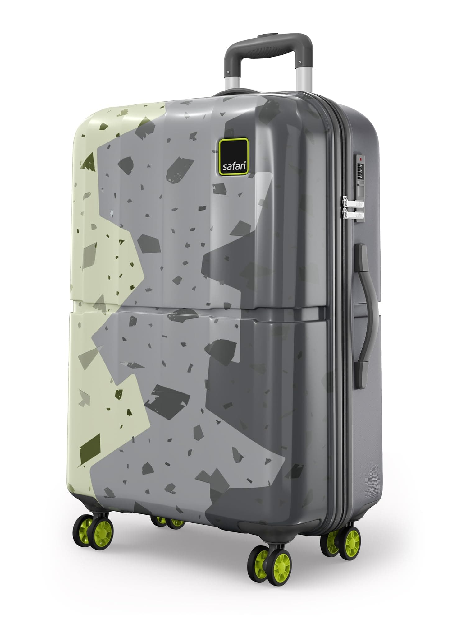 Safari Tazzo 8 Wheels 77cm Large Size Trolley Bag, Hard Case Polycarbonate, 360º Wheeling Small Check in Luggage, Suitcase for Travel, Trolley Bags for Travel, Printed