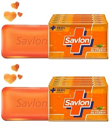 Savlon Moisturizing Glycerin Soap Bar With Germ Protection, Pack Of 10-125G Each