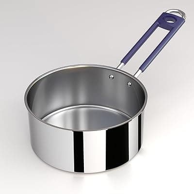 Lifelong Stainless Steel Heavy Bottom Saucepan with Glass Lid | 18cm, 2.25 L | Induction &amp; Gas Stove Compatible | Saucepan with Handle &amp; Knobs | Tea, Milk-Boiling Pot (LLSSP18, Silver), 2250 ml