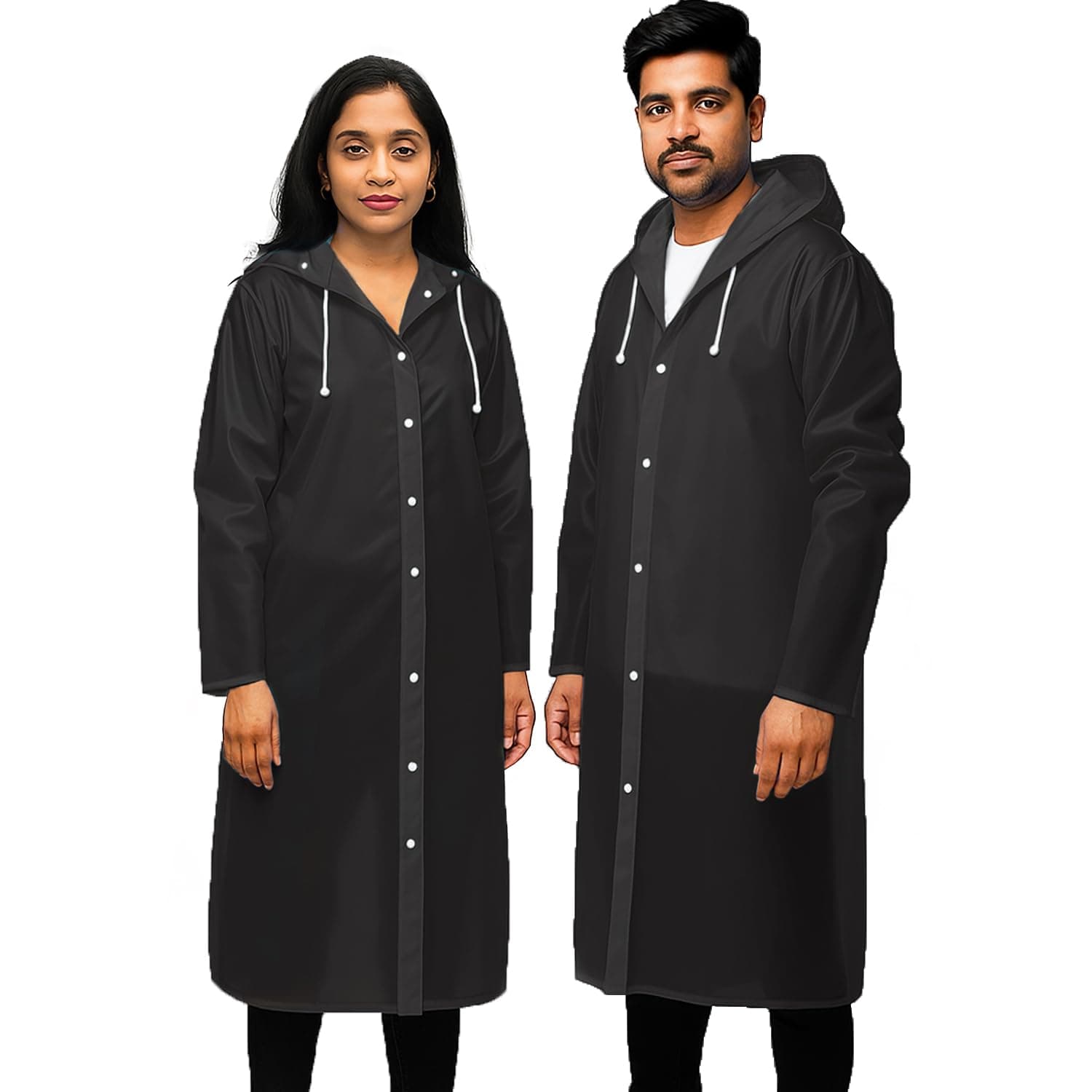 Pivalo EVA Waterproof Rain Coat Hooded Universal Outdoor Water Resistant Portable Suit for Men Women Boys & Girls (Universal Size,1 Pc Black)