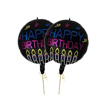 AMFIN® (Pack of 2) 17 Inch Happy Birthday Round Foil Balloons/Happy Birthday Balloons for Decoration/Birthday Theme Party Decorations (Multi)