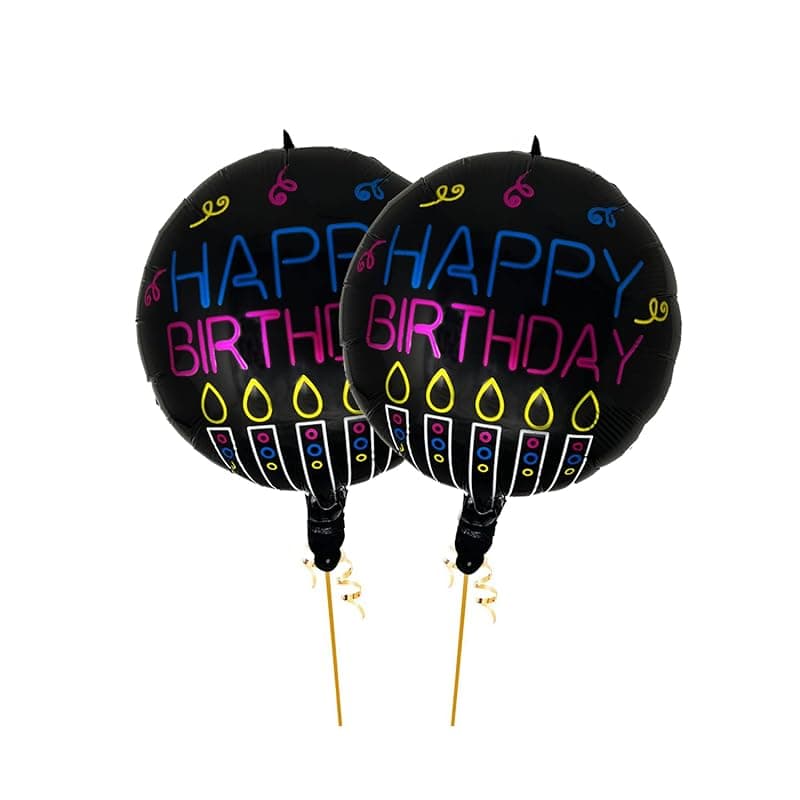 AMFIN® (Pack of 2) 17 Inch Happy Birthday Round Foil Balloons/Happy Birthday Balloons for Decoration/Birthday Theme Party Decorations (Multi)