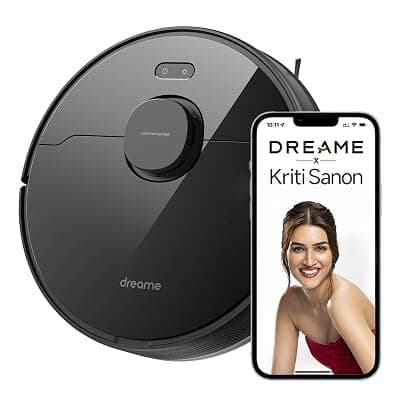 DREAME D9 Max Gen2 Robot Vacuum Cleaner, 6000Pa Vacuum Robot with Mop Function, Movable Brush, Multi-Floor Maps, Ideal for Carpets, Hard Floors and Pet Hair, Black, 285 Minutes