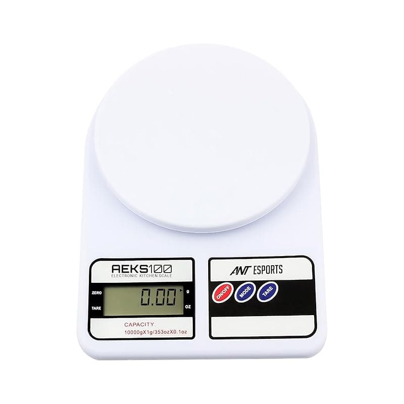 Ant Esports AEKS100 Kitchen Weighing Machine/Food Scale for Health, Fitness, Shop,Home Baking &amp; Cooking with Large LCD Display,Tare Function, OverLoad Indicator, Weigh Up to 10Kgs, 30 Months Warranty