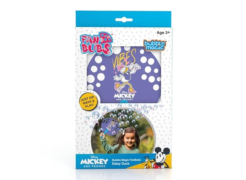 Bubble Magic FanBubs Daisy Duck Theme|Thick Viscous Concentrate Solution Pouches with HandFan|Just Dip, Wave&amp; Play|Bubble Maker|Birthday&amp;Return Gifts for Kids 3yrs+|Outdoor Indoor Toy|Made in India