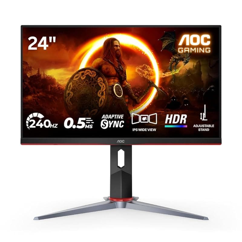 AOC 24G2Z 23.8" Gaming Monitor Full HD, 240Hz, 0.5ms, Flicker-Free, Anti Glare Screen, 350 nits Brightness, Free sync Premium, Minimal Bezel, 6 Game Modes, Built in Speaker,Multitasking Gaming Monitor