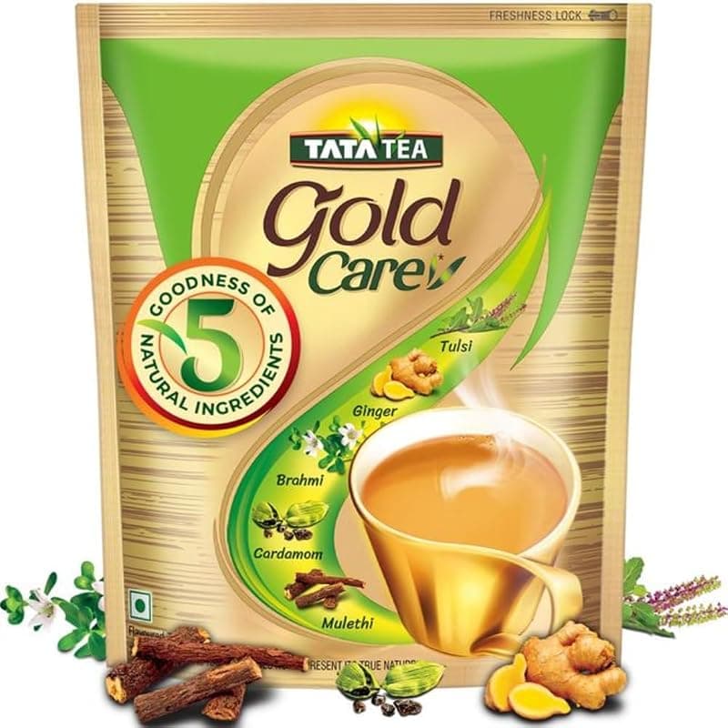 Tata Tea Gold Care 1kg, Rich in Taste, Goodness of Elaichi, Ginger, Tulsi, Brahmi & Mulethi, Black Tea, Loose Leaves