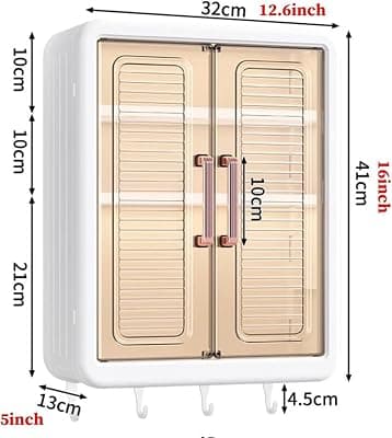 1 Pcs Plastic Self-Adhesive No-Drill Bathroom Shelf &amp; Storage Cabinet with Stickers, Organiser for Bathroom, Essentials, Makeup, Skincare, Wall-Mounted Multi-Purpose Storage Cabinet