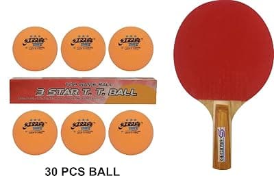 DHS TT BALL 40MM 3 STAR ORANGE (6 Pcs Box) 30 PCS WITH SMART PRO TT BAT MOON