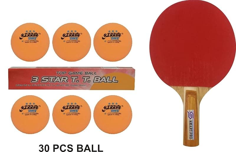 DHS TT BALL 40MM 3 STAR ORANGE (6 Pcs Box) 30 PCS WITH SMART PRO TT BAT MOON