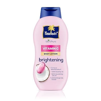 Parachute SkinPure Body Lotion with Vitamin C &amp; Virgin Coconut Oil | Brightening Daily Moisturizer for Glowing Skin | Long-Lasting Hydration | Chemical-Free | Safe for All Skin Types | 400 ml