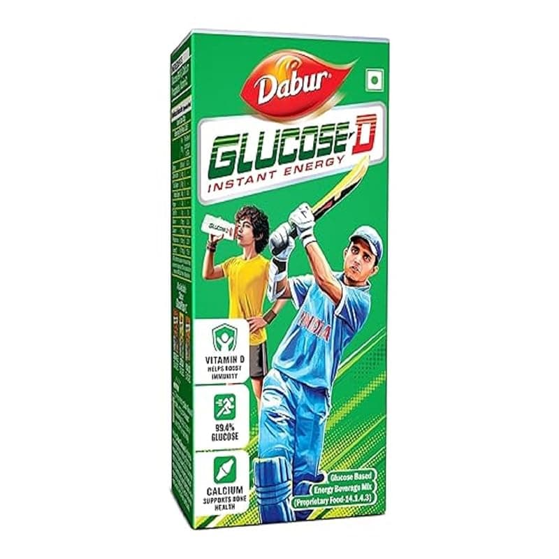 DABUR Glucose-D Juicy &amp; Tasty - 1 Kg Powder (Carton)|Instant Energy Recharge With 99.4% Glucose|Vitamin D Boosts Immunity|Calcium Supports Bone Health,1 Count,29 Servings