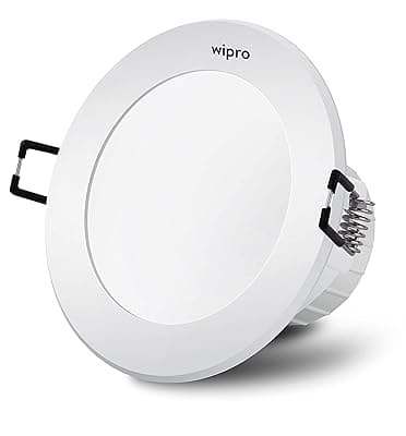 wipro Aluminium Garnet 5W Round Downlight Junction Box | Cool Day White (6500K) | Glare-Free Design | Recessed Downlighter for False Ceiling | Cutout ? 3 Inch | Pack of 1