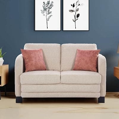 HomeTown Grace Fabric Two Seater Sofa in Beige Colour