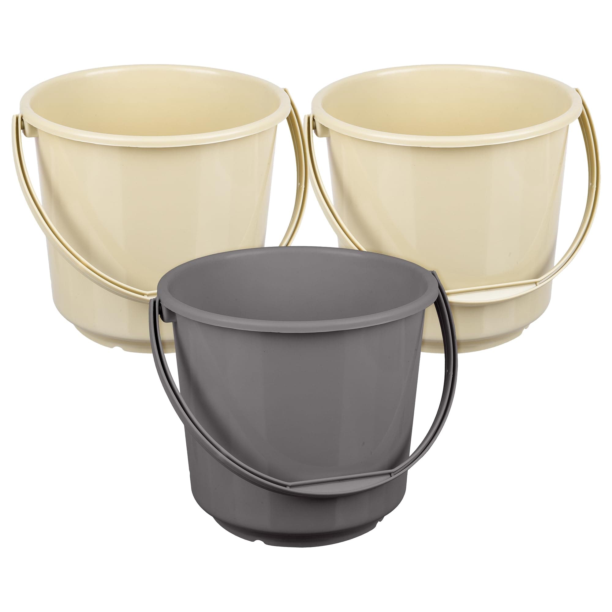 Urbane Home Bucket | Plastic Bucket for Mopping | Bucket for Cleaning | Storage Container Bucket | Water Storage Bucket | Bathroom Bucket | Plain Bucket | 5 LTR | Pack of 3 | Multi