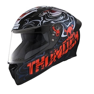 Studds Thunder Full Face Helmet D9 with Clear Visor (Matt Black N2, M)
