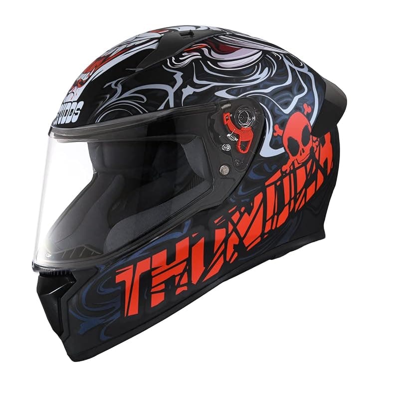 Studds Thunder Full Face Helmet D9 with Clear Visor (Matt Black N2, M)