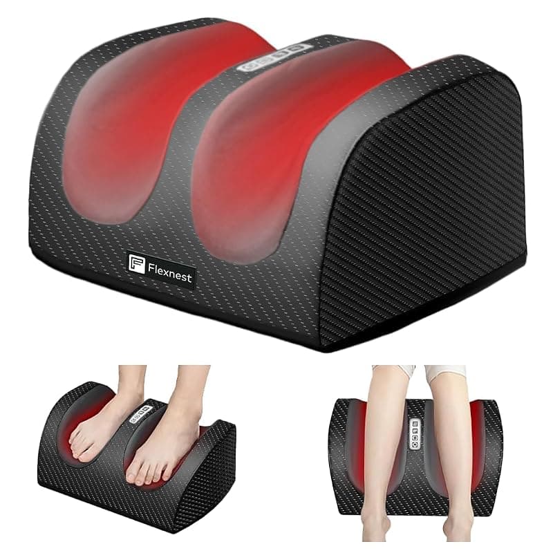 Flexnest 2026 Newly Launched Heated Calf, Foot and Leg Massager Machine for Home - Pain Relief Massage for Legs Zen Massager Black