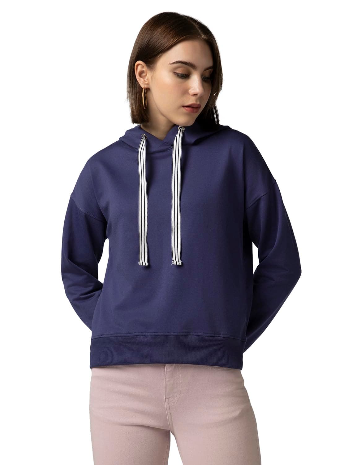 FYLTR Women's Casual Hoodie with Stripe Tape - Rib Hem & Cuff | Drop Shoulder | Sweatshirts for Women | Winter Hoodie for Women