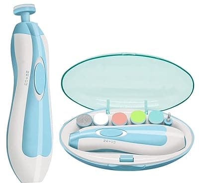 Baby Nail Trimmer Electric Safe Baby Nail File Baby Nail Cutter with Light and 6 Grinding Pads for Newborn Baby Baby Nail Cutter Set (Multicolour)