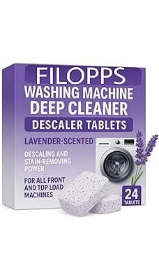 Lavender-scented 24 Pcs Washing Machine Deep Cleaner Descaler Tablets for All Front and Top Load Machines, with Descaling and Stain-Removing Power Tablet's (PACK OF 24)