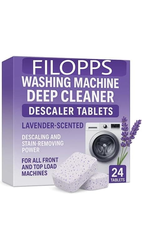 Lavender-scented 24 Pcs Washing Machine Deep Cleaner Descaler Tablets for All Front and Top Load Machines, with Descaling and Stain-Removing Power Tablet's (PACK OF 24)
