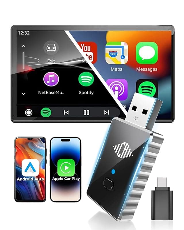 CEROAN 2-in-1 Wireless CarPlay Adapter & Android Auto Wireless Adapter for Cars - Convert Wired to Wireless with Bluetooth 5.3 & 5GHz WiFi, Plug & Play, Auto Reconnect, Lag-Free for iOS/Android