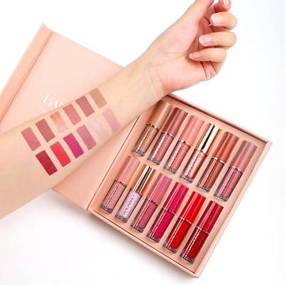 12pc Glossy Matte Lipstick Set, Creamy Soft Texture Smooth, Book-Style, Waterproof, Compact Size With Beautiful Gift Box- 2.5ML