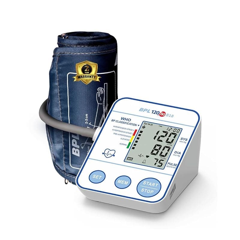 BPL Medical Technologies B18 Digital Blood Pressure Monitor with USB, LCD Display|BP Apparatus for Home|Hypertension &amp; Managing Heart Health Device - White