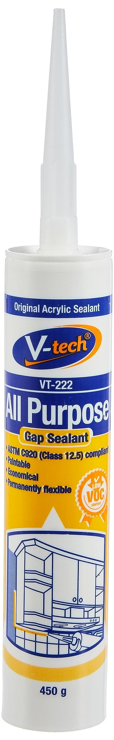 V-tech Silicone All Purpose Gap Sealant (450 Gm, White, Pack Of 1)