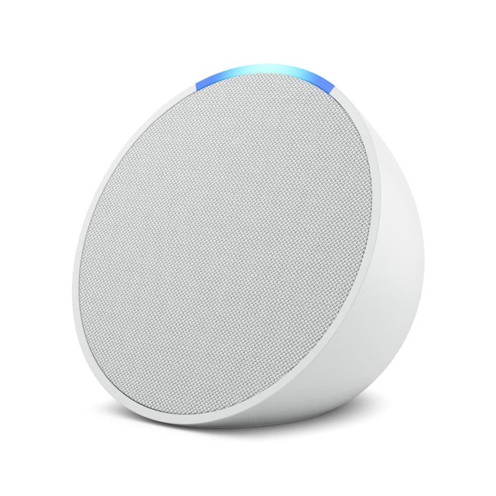 Amazon Echo Pop| Smart speaker with Alexa and Bluetooth| Full sound, balanced bass, crisp vocals| White