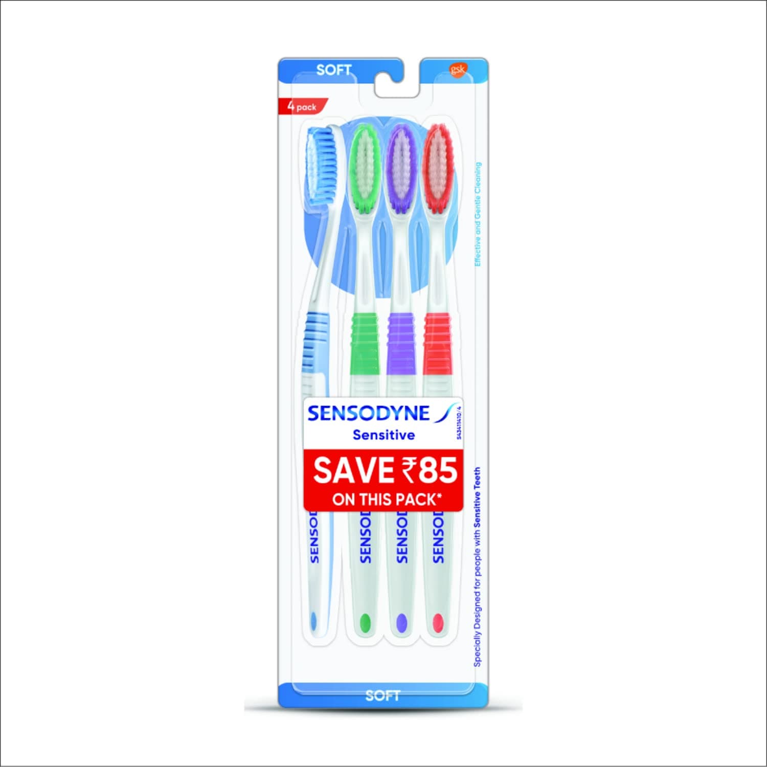 Sensodyne Sensitive Toothbrush | Soft Rounded Bristles Tooth Brush | Effective Cleaning, Gentle on Teeth, Toothbrush Set Pack of 4, Multicolour | Dentist Recommended Brand