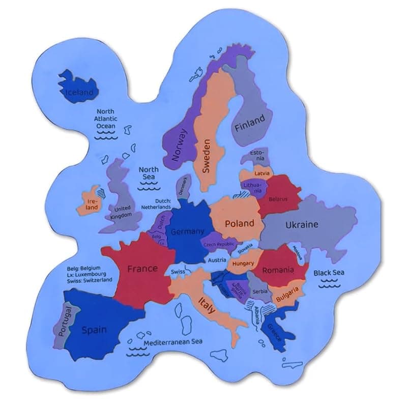 Storio Europe Map Puzzle for Kids | Educational Geography Learning Toy for Ages 4-8 | Jigsaw Puzzle Gift for Boys &amp; Girls | Fun Way to Learn European Countries | Montessori Puzzle Game