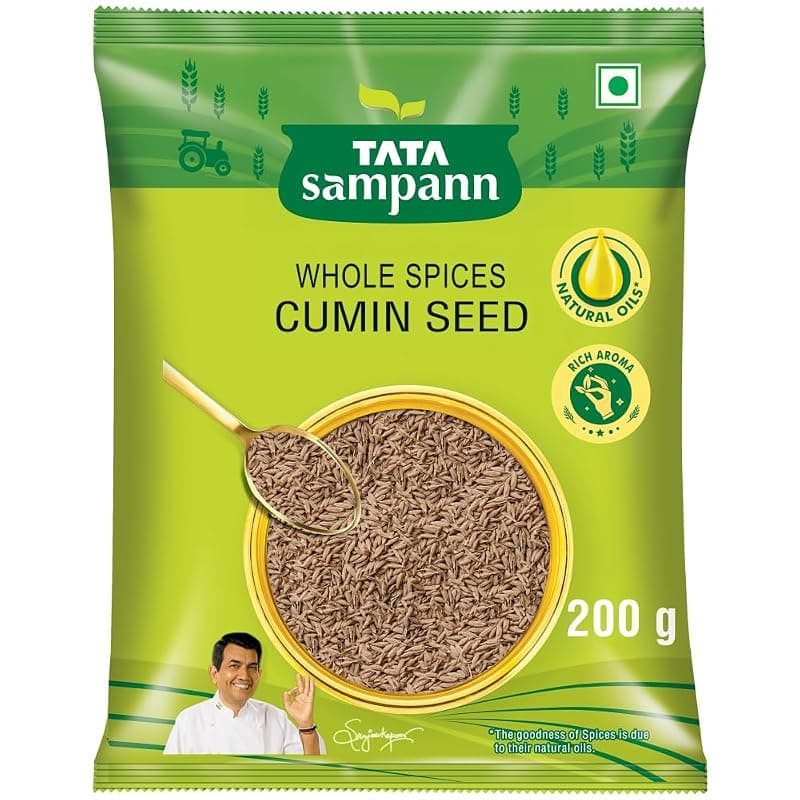 Tata Sampann Cumin Seed (Jeera), Whole Spices, Natural Oils*, Rich Aroma, 200g
