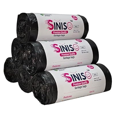 Brand - Leak Proof Eco-Friendly Garbage bags | Small 17x19 inches|30 bags x 6 Roll-180 bags| For Dry & Wet Waste | Black (6)