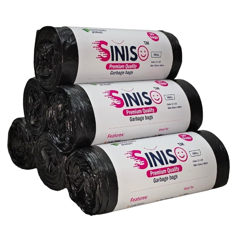 Brand - Leak Proof Eco-Friendly Garbage bags | Small 17x19 inches|30 bags x 6 Roll-180 bags| For Dry & Wet Waste | Black (6)