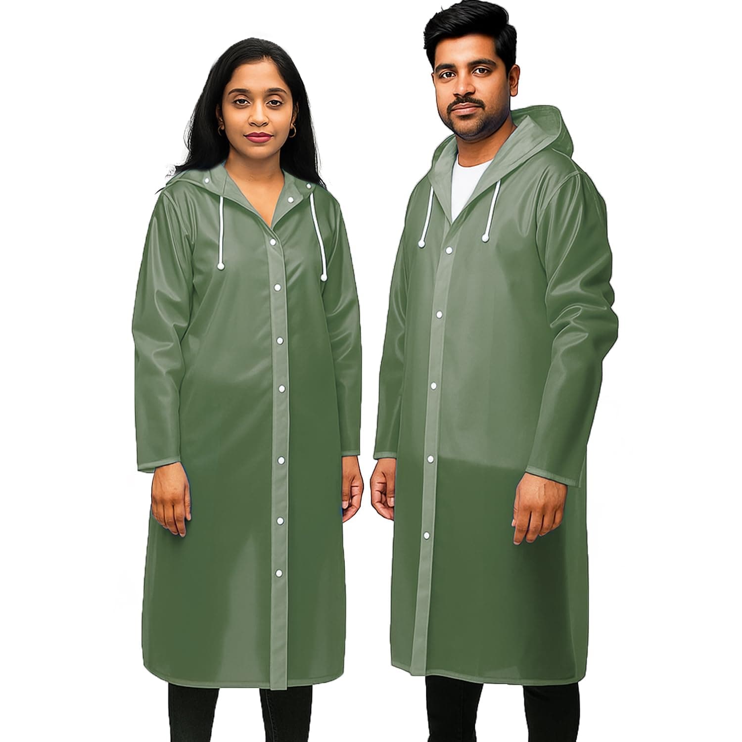 Pivalo EVA Waterproof Rain Coat Hooded Universal Outdoor Water Resistant Portable Suit for Men Women Boys & Girls (Universal Size,1 Pc Olive Green)