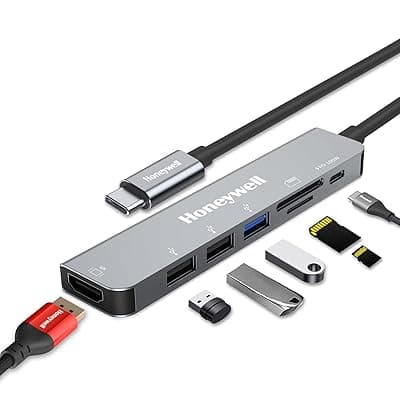 Honeywell 7-in-1 TypeC Docking Station with 4K HDMI,1xUSB 3.0, 2xUSB 2.0 &amp; TypeC 3.0 PD 100W Charging Port, SD &amp; Micro SD Slot,for All Type C Devices- MacBook,Laptop, Thunderbolt 3,PC,3 Years Warranty