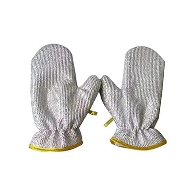 Non Scratch Wire Dishwashing Hand Gloves – Stainless Steel Scrubber Glove for Washing Dishes &amp; Utensils, Machine Washable, Reusable Kitchen Glove Non-Scratch, Multipurpose Cleaning Gloves (1pair)