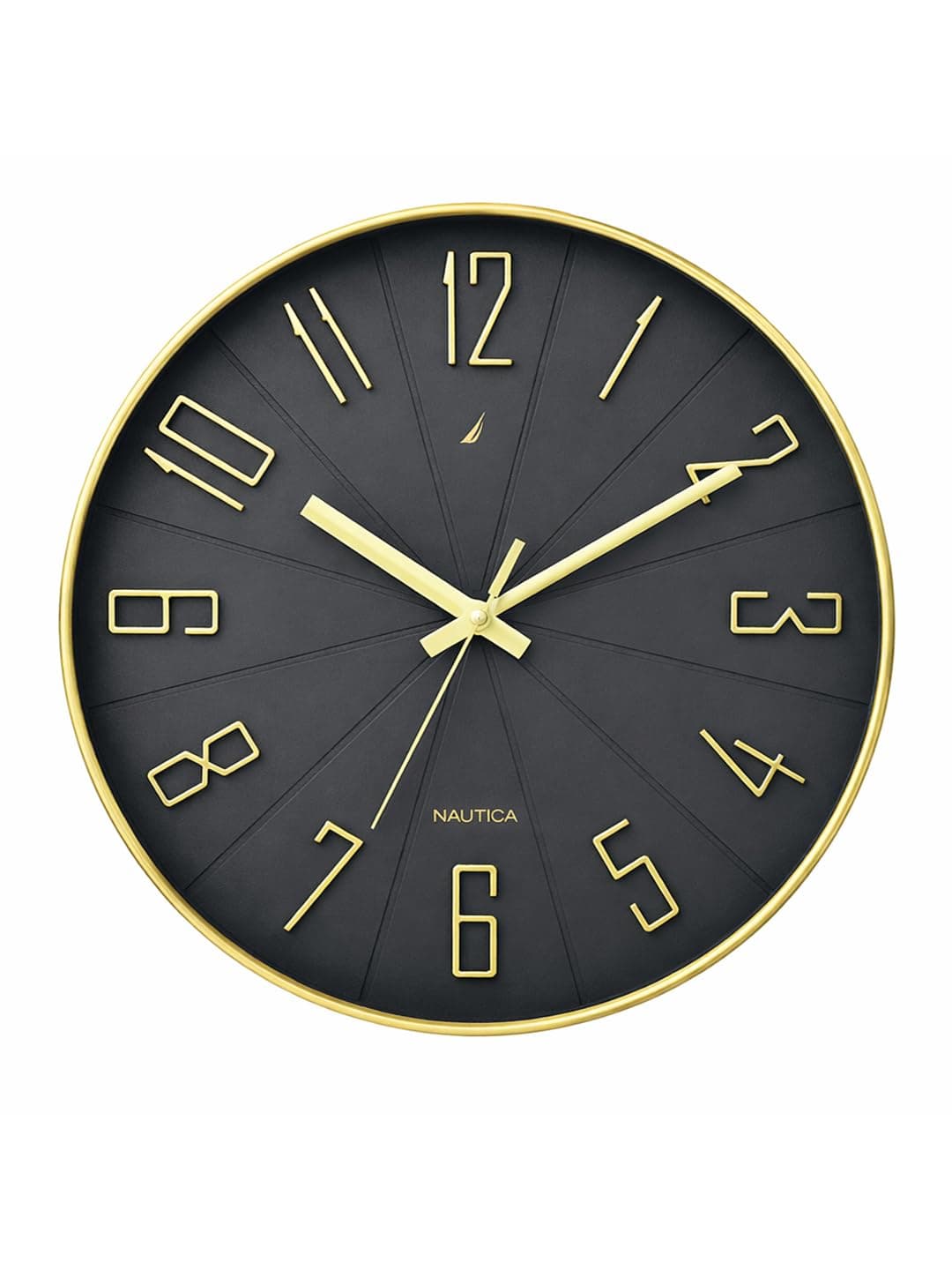 Nautica l 12 Inch l Wall Clock with Silent Sweep Technology l Watch l Large Size l 1pc l ABS 3D Matt Rim l Solid Matt l Grey/Gold