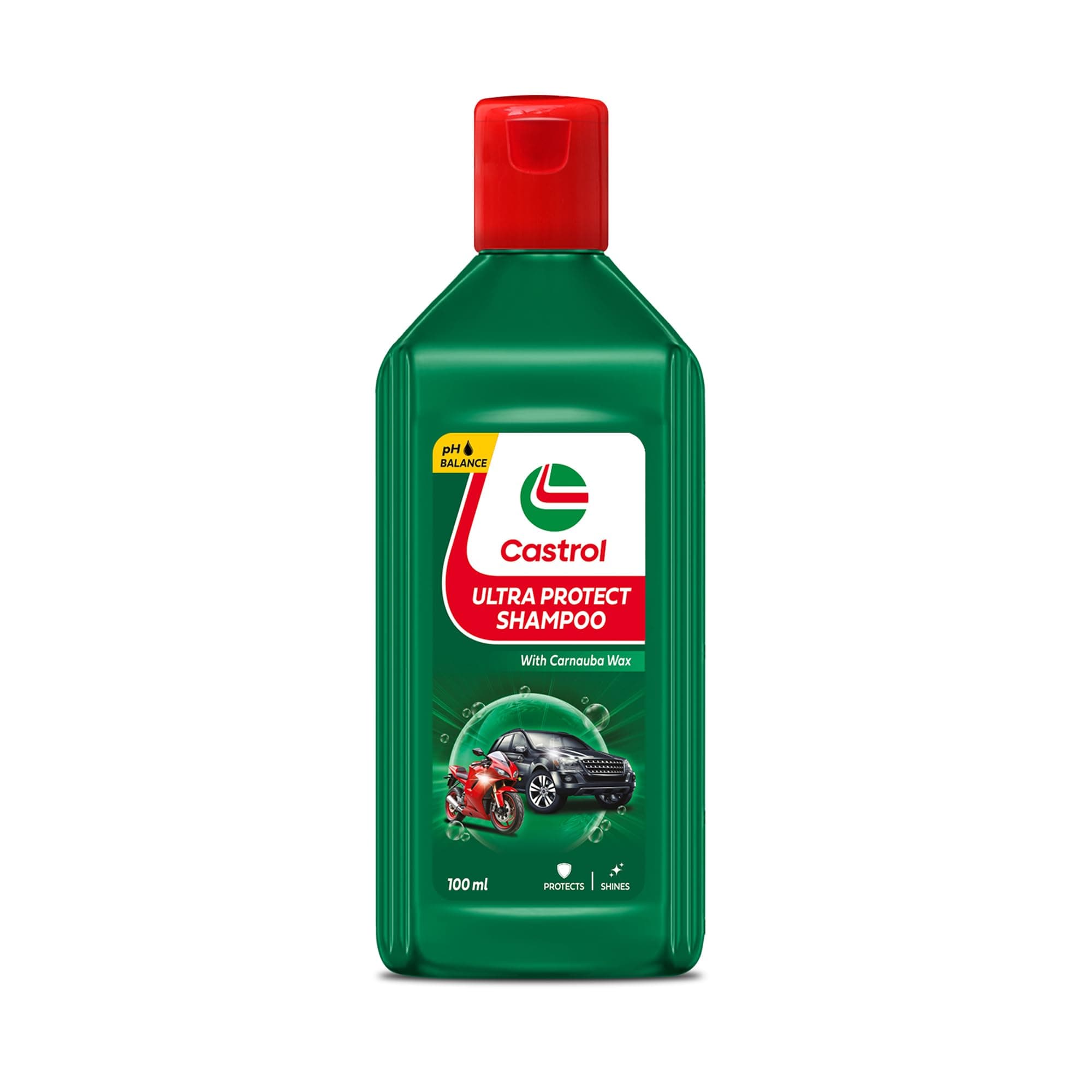 Castrol Ultra Protect Car/Bike Shampoo (100 ml) | pH-Balanced Wash with Carnauba Wax | Deep Clean, Rich Foaming, Streak-Free Shine | Safe on Paint & Coatings | Water-Repellent Finish