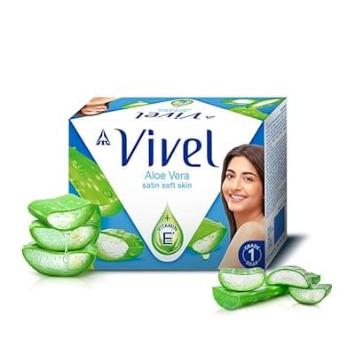 Vivel Aloe Vera Grade 1 Bathing Soap with Vitamin E for Soft Glowing skin, 600g (150g - Pack of 4), Soap for Women &amp; Men, For All Skin Types