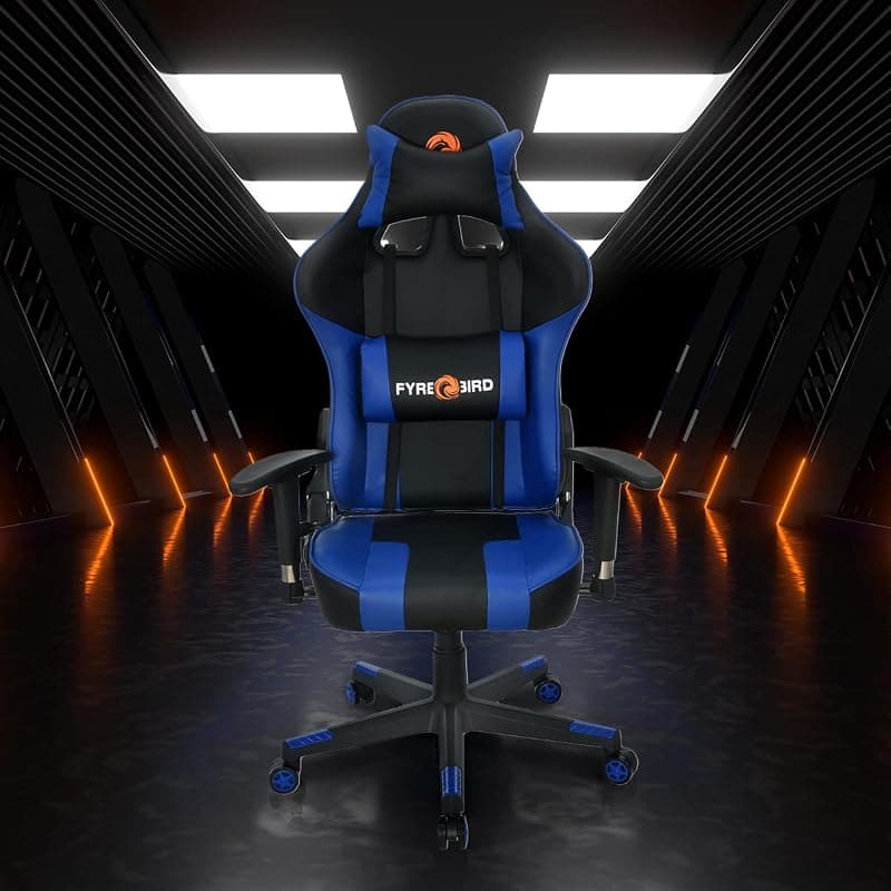 Nilkamal Fyrebird Ergonomic Gaming Chair with Lumbar Pillow, 3D Adjustable Armrest, Adjustable Neck, Gas Lift Mechanism, &amp; 100mm Tilt (Bosco)