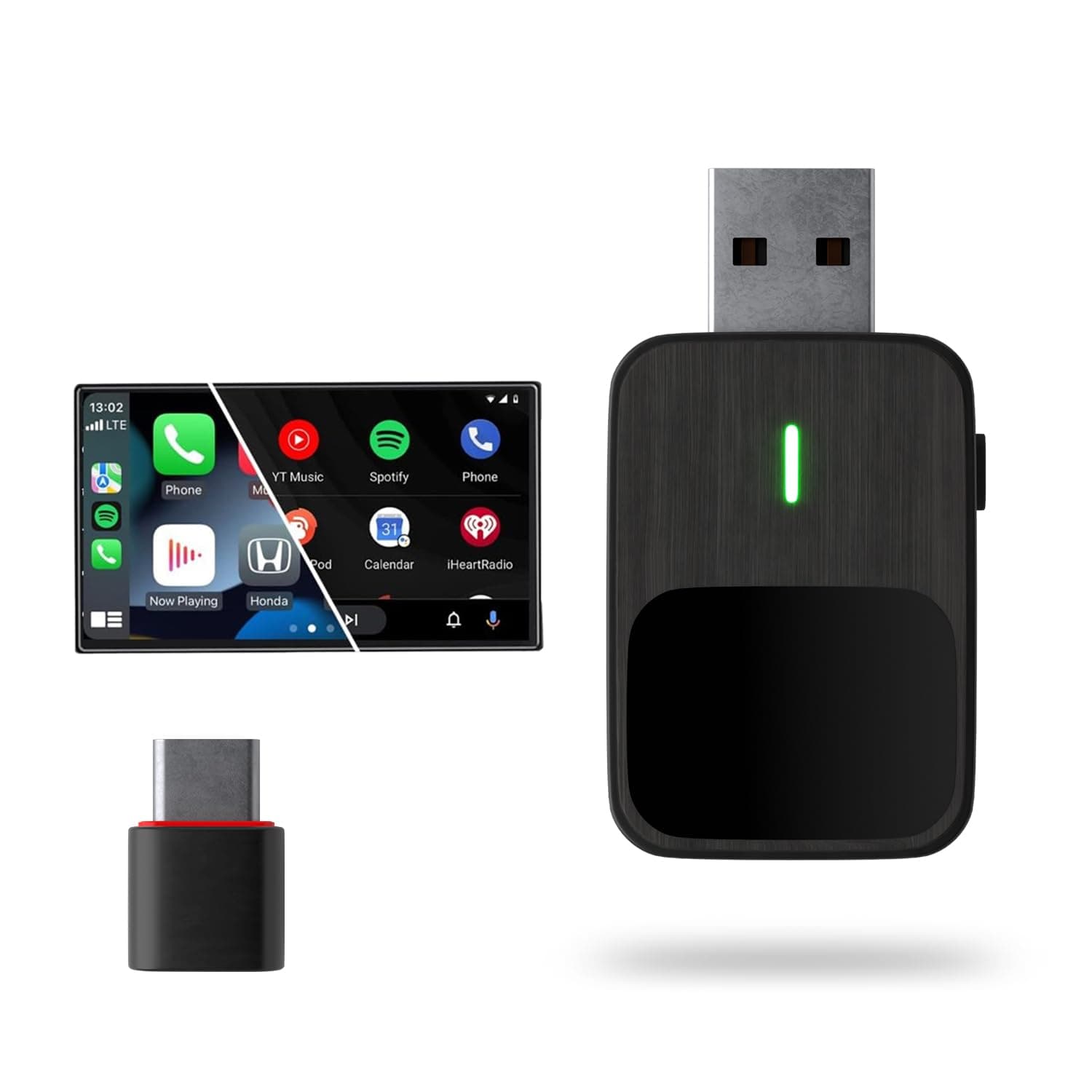 Lifelong 2-in-1 Wireless CarPlay & Android Auto Adapter | Dual Phone Connection, Plug & Play USB Type-A to C, iOS & Android Compatibility, Support OEM Controls |Stick Cast - Bluetooth & Wi-Fi(LLECA25)