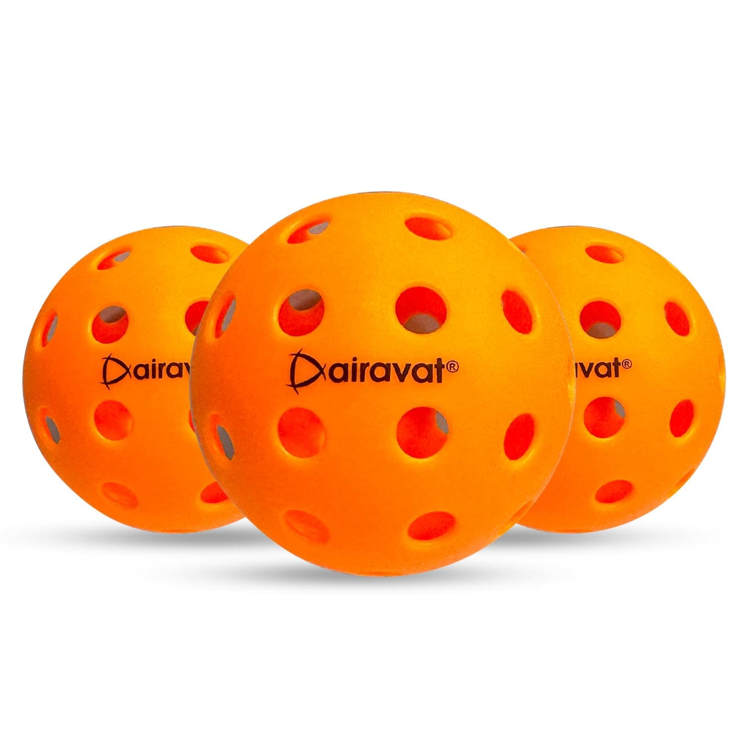 AIRAVAT Premium Outdoor Pickleball Set of 3, 40 Hole Pickleball Baisc Balls, Perfectly Balanced, High Bounce True Flight, Durable, Ideal for All Skill Levels (Orange)