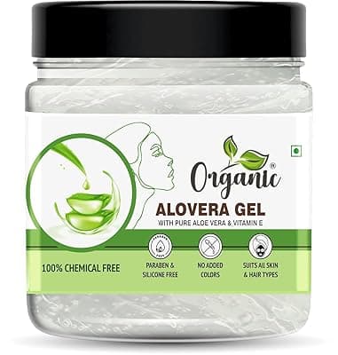 Organic Aloe Vera Gel For Face, with Natural Aloe Vera &amp; Vitamin E for Skin and Hair - 400g