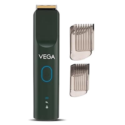 Vega SmartOne S3 Beard Trimmer for Men with AI SmartTrim Technology, USB Type C, Titanium Blade,160 mins Runtime, IPX7 Waterproof & 40 Length Settings, Shaving Machine, Travel Lock, Green, (VHTH-36)
