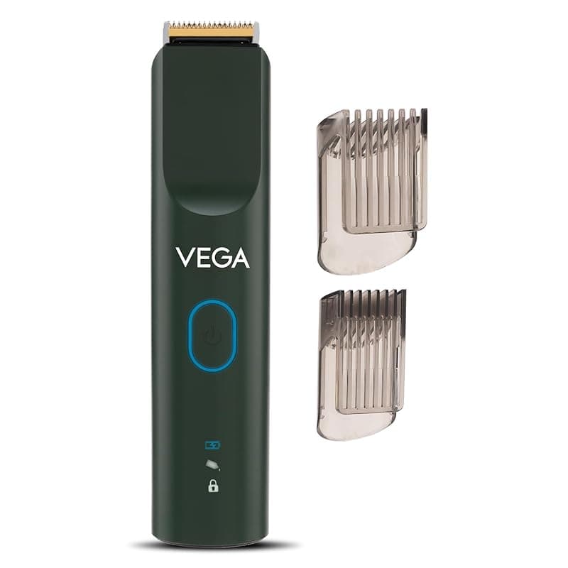Vega SmartOne S3 Beard Trimmer for Men with AI SmartTrim Technology, USB Type C, Titanium Blade,160 mins Runtime, IPX7 Waterproof & 40 Length Settings, Shaving Machine, Travel Lock, Green, (VHTH-36)