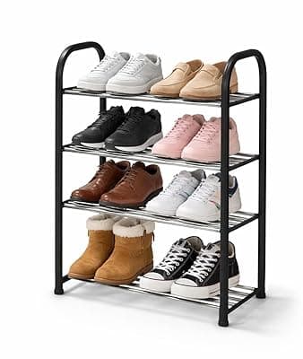EVRUM Metal Shoe Rack |4-layer Shoe Stand for Home |Shoes Rack Metal Pipe Shoe Rack, Shoe Stand Entryway, Front Door Space-Saving Steel Shoe Storage Rack Portable Slipper Stand For Home,Office/Bedroom
